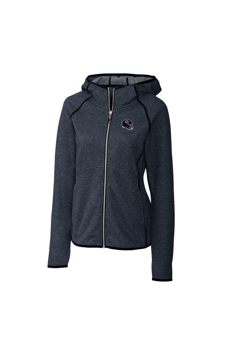 Cutter & Buck Women's Cutter & Buck  Navy Chicago Bears Helmet Logo Mainsail Sweater-Knit Full-Zip Hoodie, Alternate, color, 