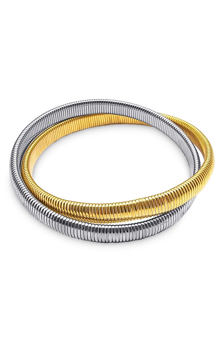 BLING JEWELRY Set of 2 Band Bracelets, Alternate, color, Gold/ Silver