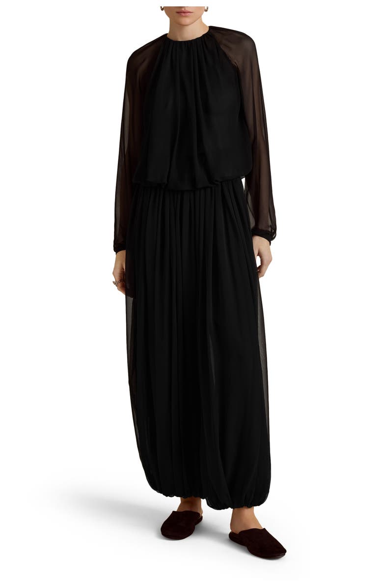 Marina Moscone Layered Long Sleeve Blouse, Alternate, color, Black