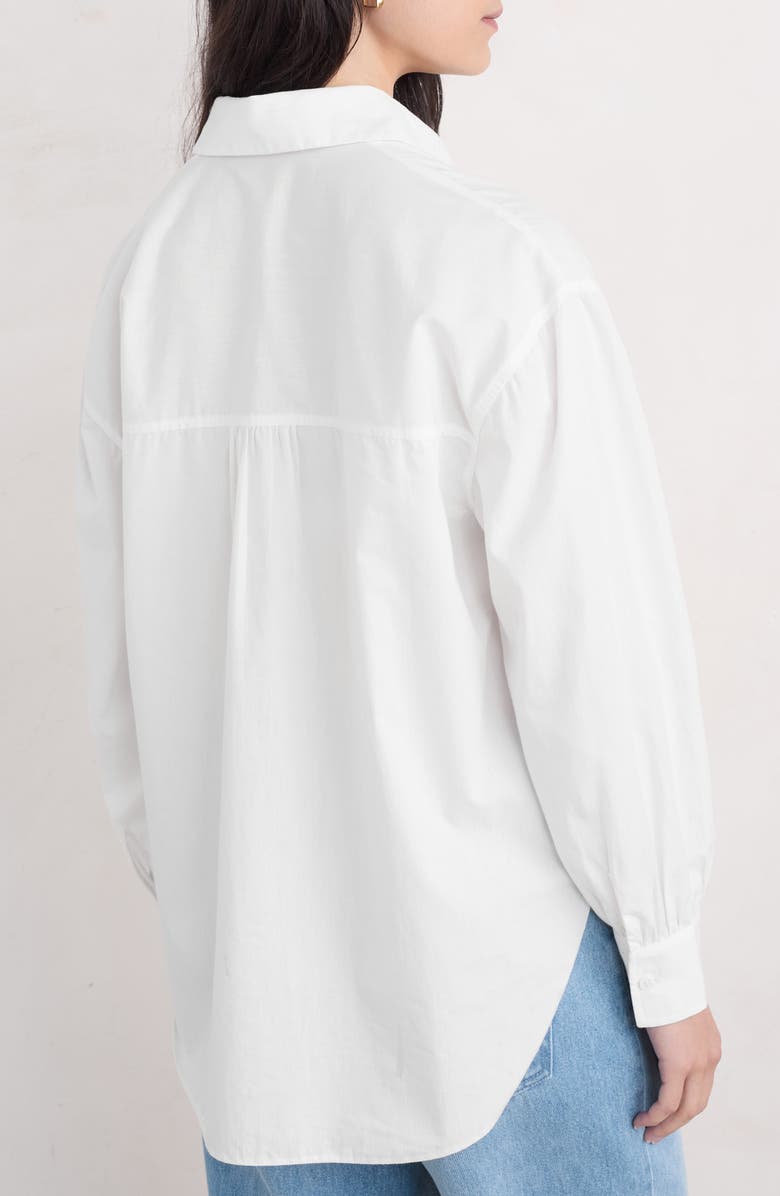 Seasalt Cornwall Sea Path Oversize Organic Cotton Poplin Button-Up Shirt, Alternate, color, Salt