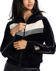 LUSSO Women's Lusso Black Los Angeles Lakers Nixie Colorblock Chevron Raglan Full-Zip Track Jacket