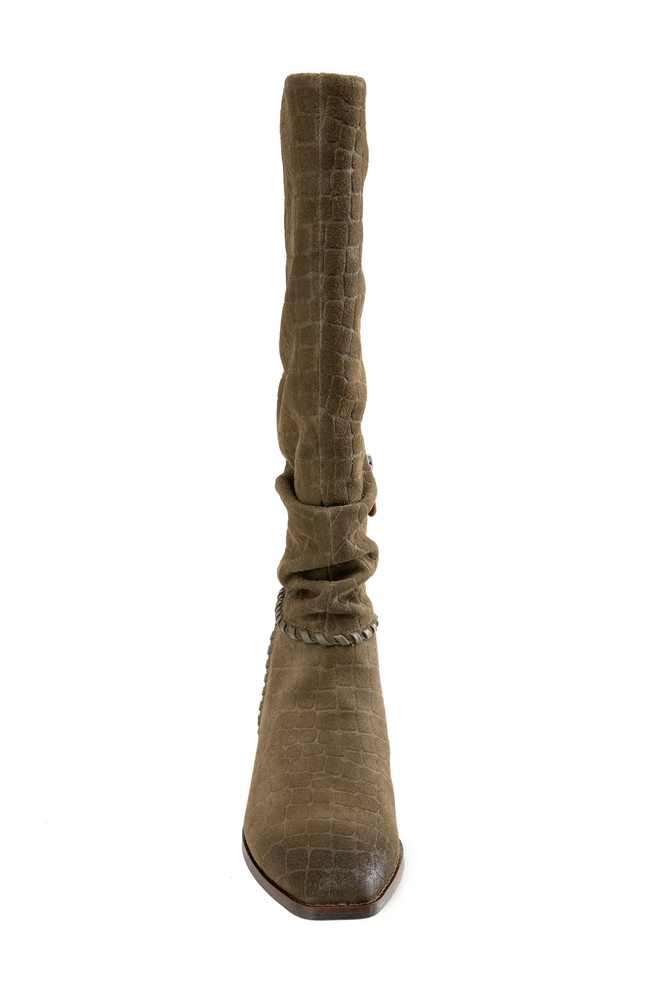Fabri Knee High Boot, Alternate, color, OLIVE EMBOSSED SUEDE