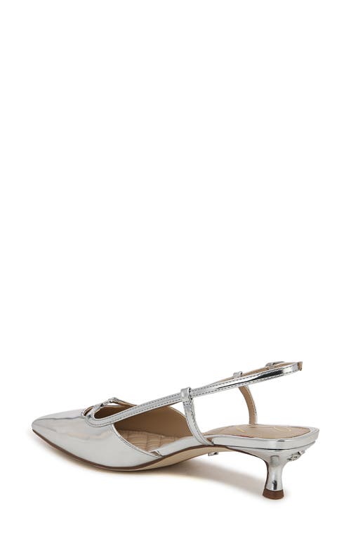 Sam Edelman Toni Womens Faux Suede Pointed Toe Slingback Heels In Soft Silver