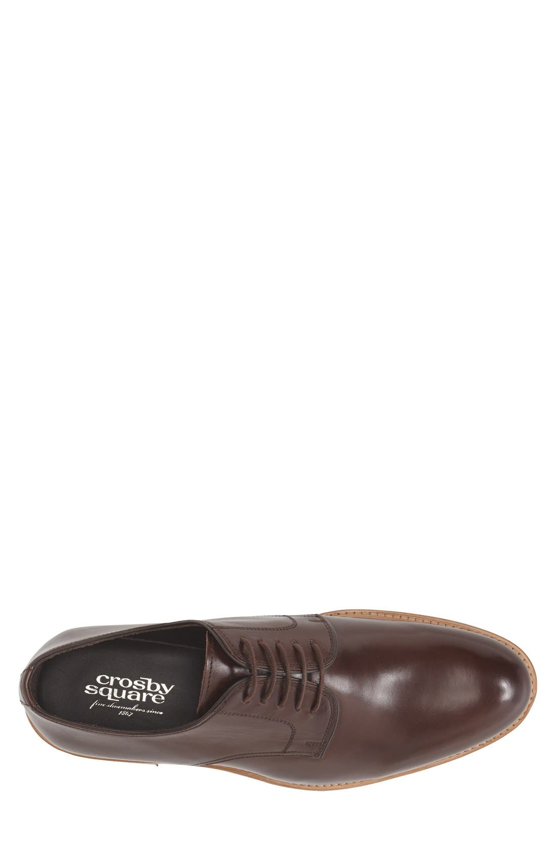'Stevens' Plain Toe Derby, Alternate, color, DARK BROWN LEATHER