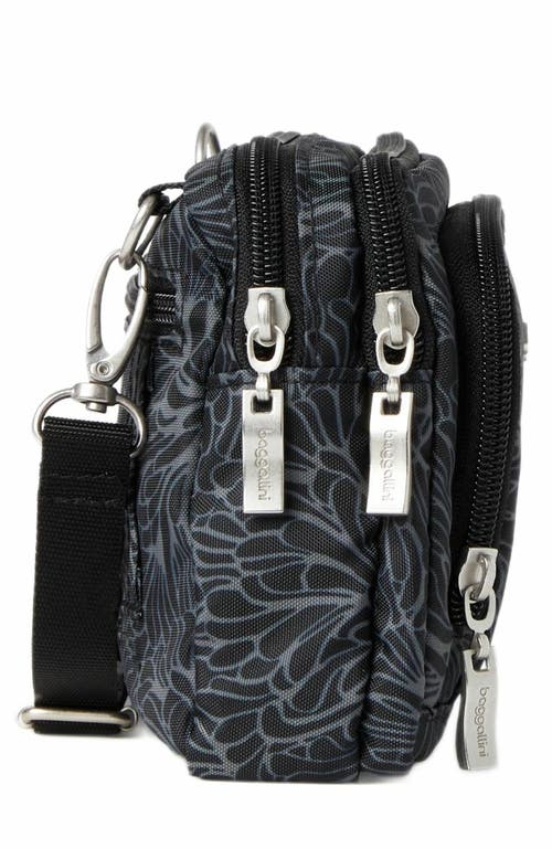 Baggallini Triple Zip Small Convertible Crossbody Bag In Midnight Blossom