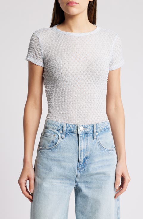 Textured Semisheer Mesh T-Shirt