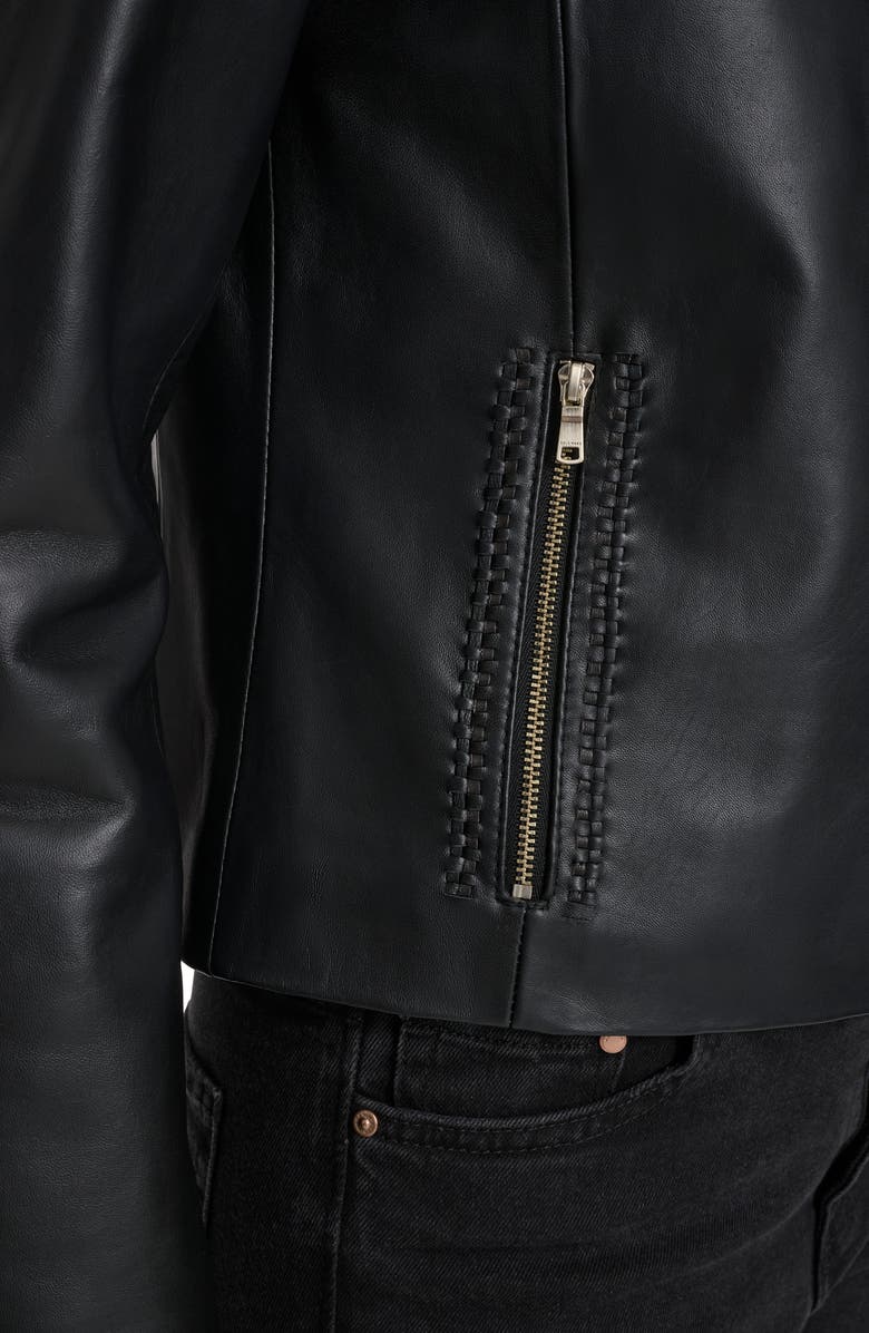 Cole Haan Signature Band Collar Racer Jacket, Alternate, color, Black