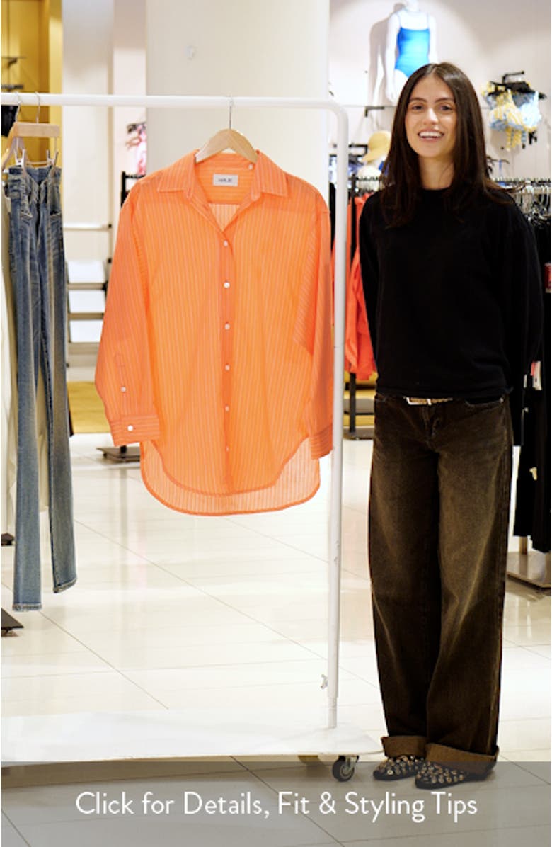 Sona Pinstripe Oversize Button-Up Shirt, sales video thumbnail