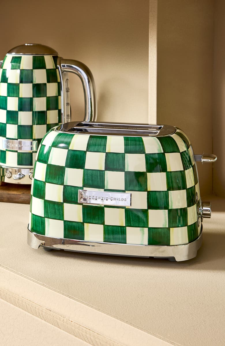 MACKENZIE CHILDS Emerald Check 2-Slice Toaster, Alternate, color, Emerald