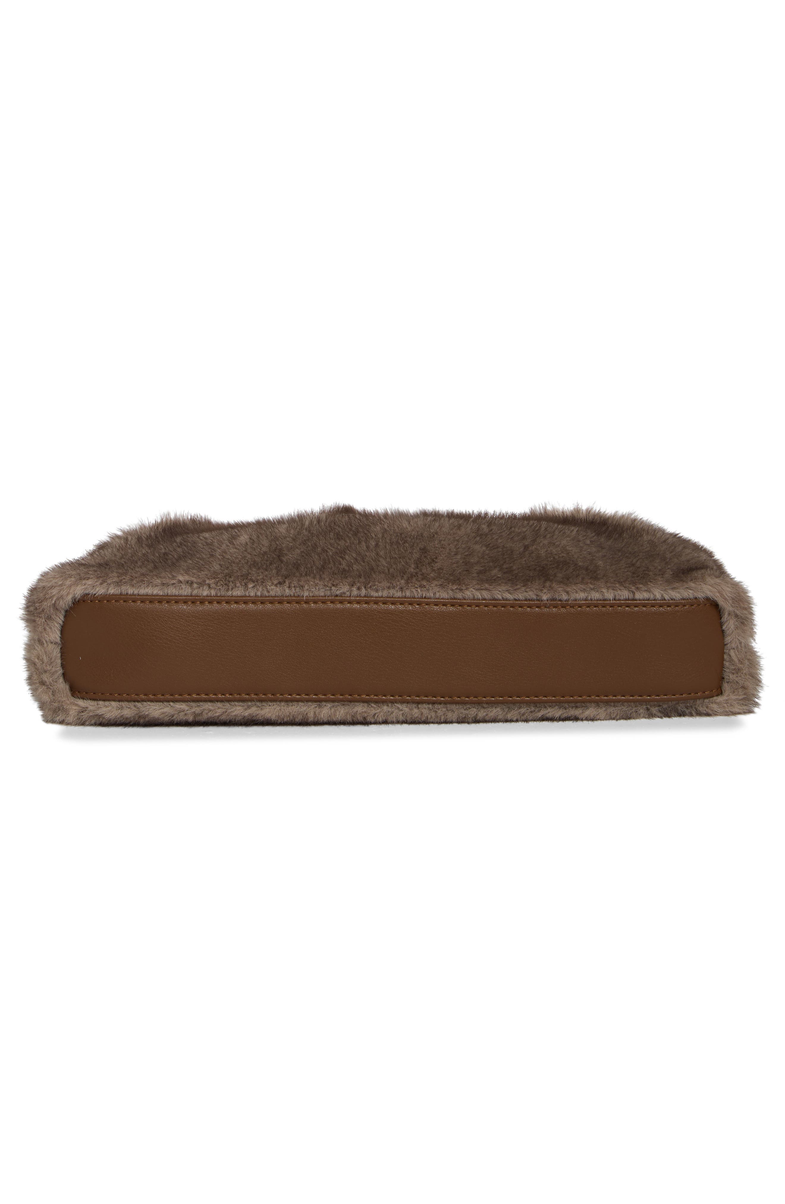 Ravel Faux Fur Shoulder Bag, Alternate, color, GREY