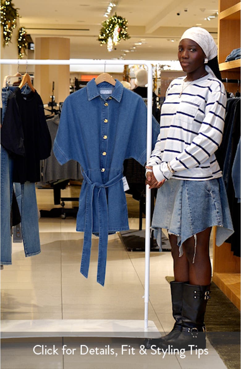 Hailey Belted Cotton Denim Romper, sales video thumbnail