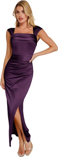 Shapewear Off Shoulder Shine Ruched Sculpting Maxi Dress