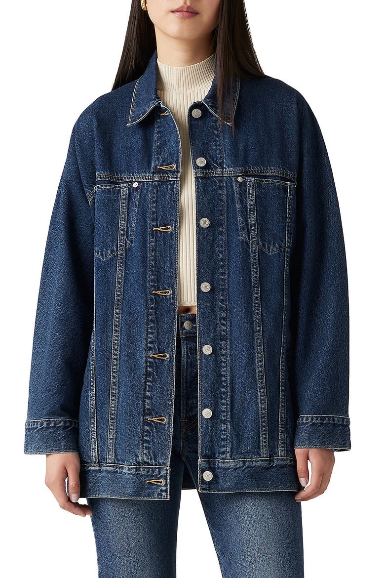Belted Denim Trucker Jacket, Main, color, SHES NICE NO DP