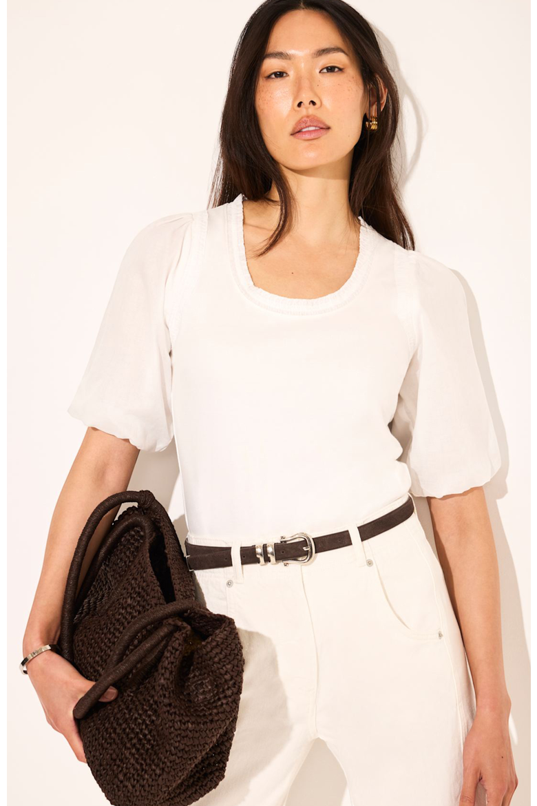 Cotton Puff Sleeve Top, Alternate, color, Ivory