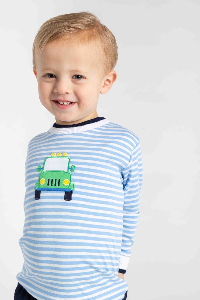 Stripe Knit Shirt With Safari Jeep, Alternate, color, Light Blue, White, Green