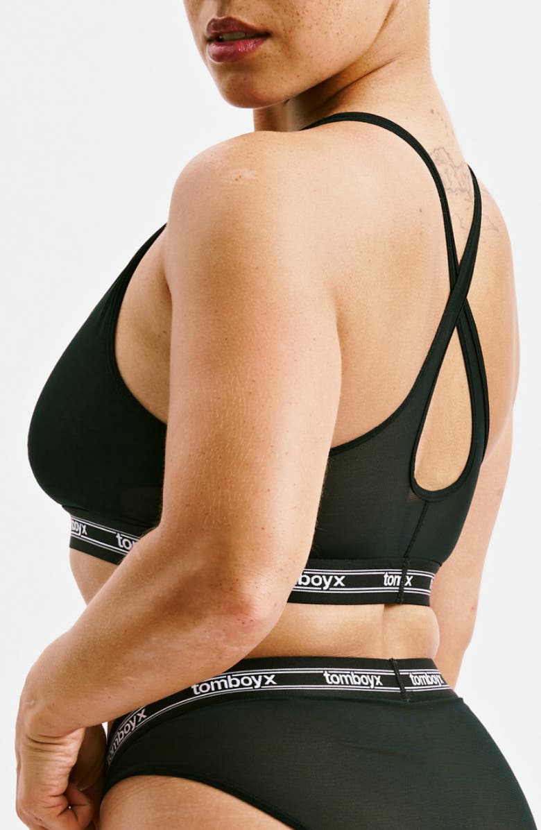 TomboyX Powermesh Bralette, Alternate, color, Black