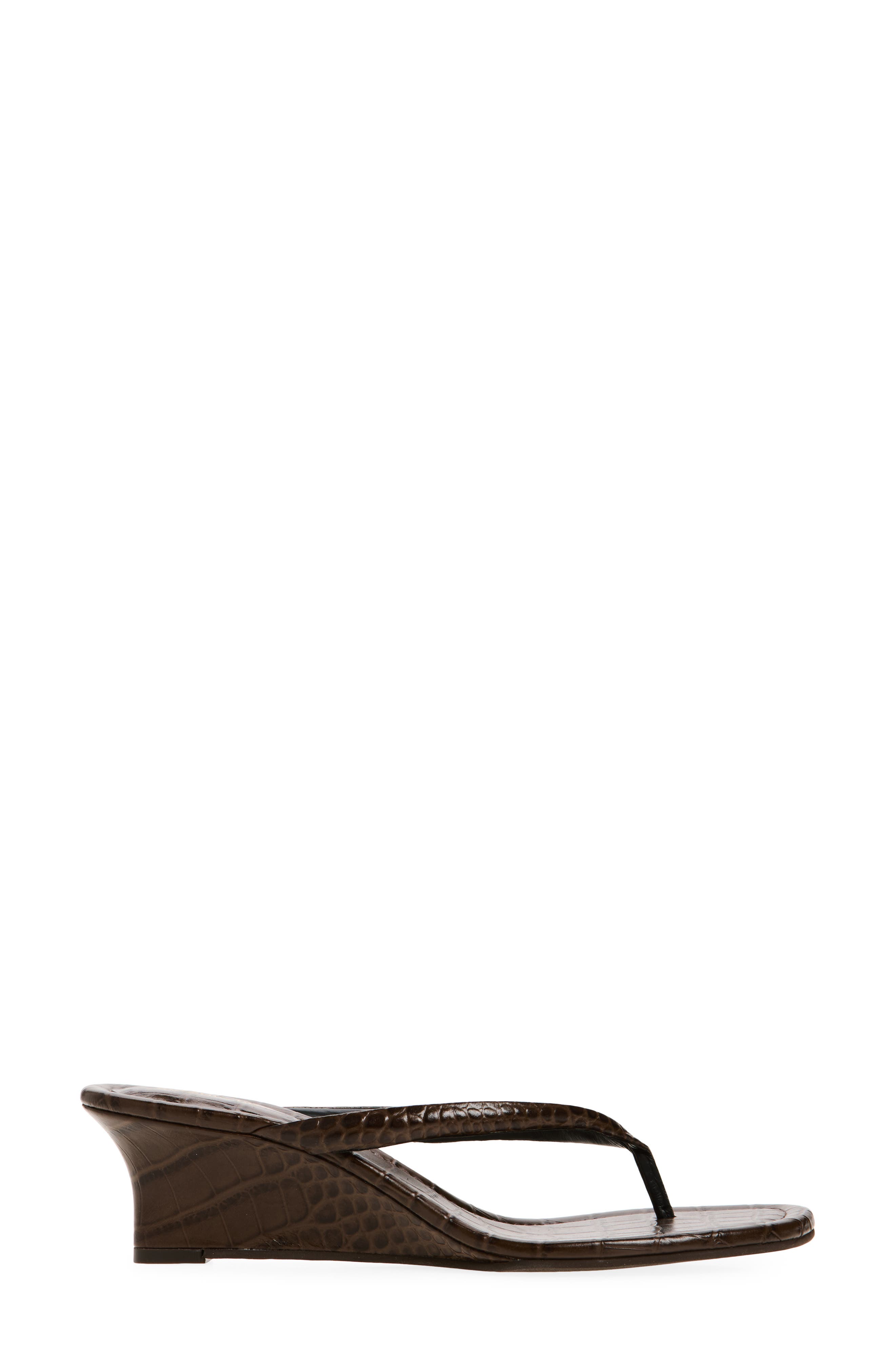 Reformation Amelia Wedge Sandal, Alternate, color, Brown Croc Effect