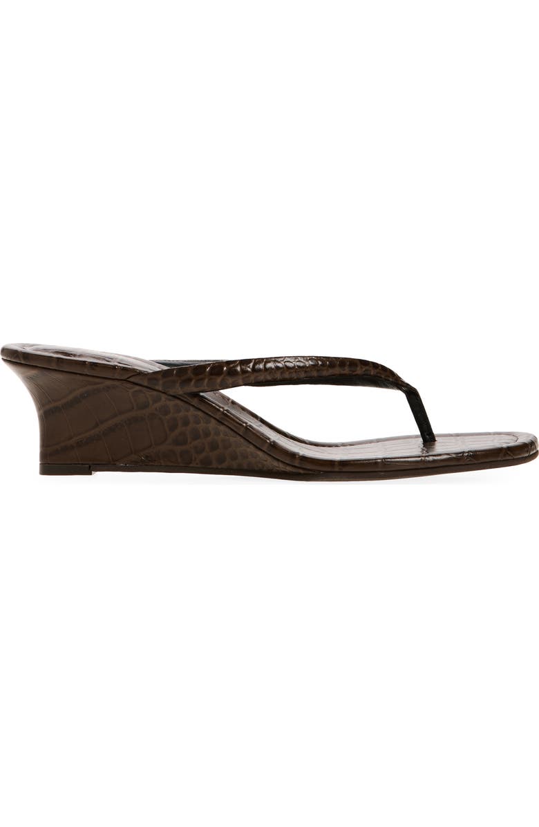 Reformation Amelia Wedge Sandal, Alternate, color, Brown Croc Effect