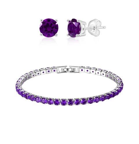 Tennis Bracelet And Earrings Set