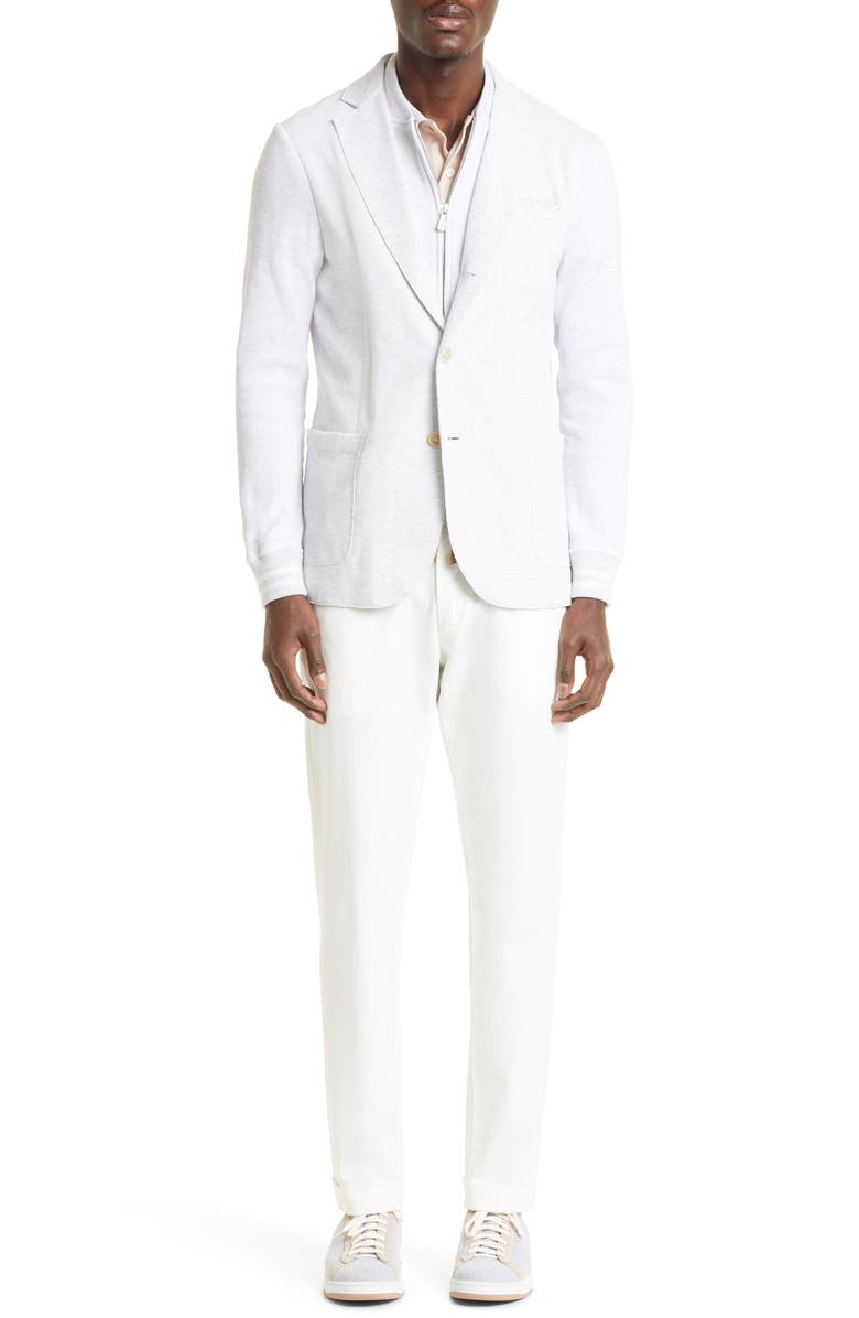 Eleventy Mixed Media Layered Knit Sport Coat, Alternate, color, 