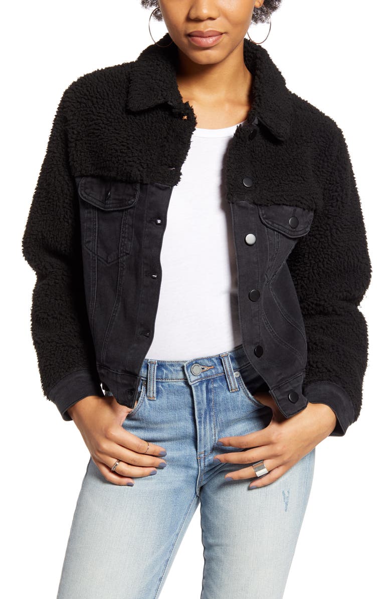 Ten Sixty Sherman Denim Jacket with Faux Shearling, Main, color, 