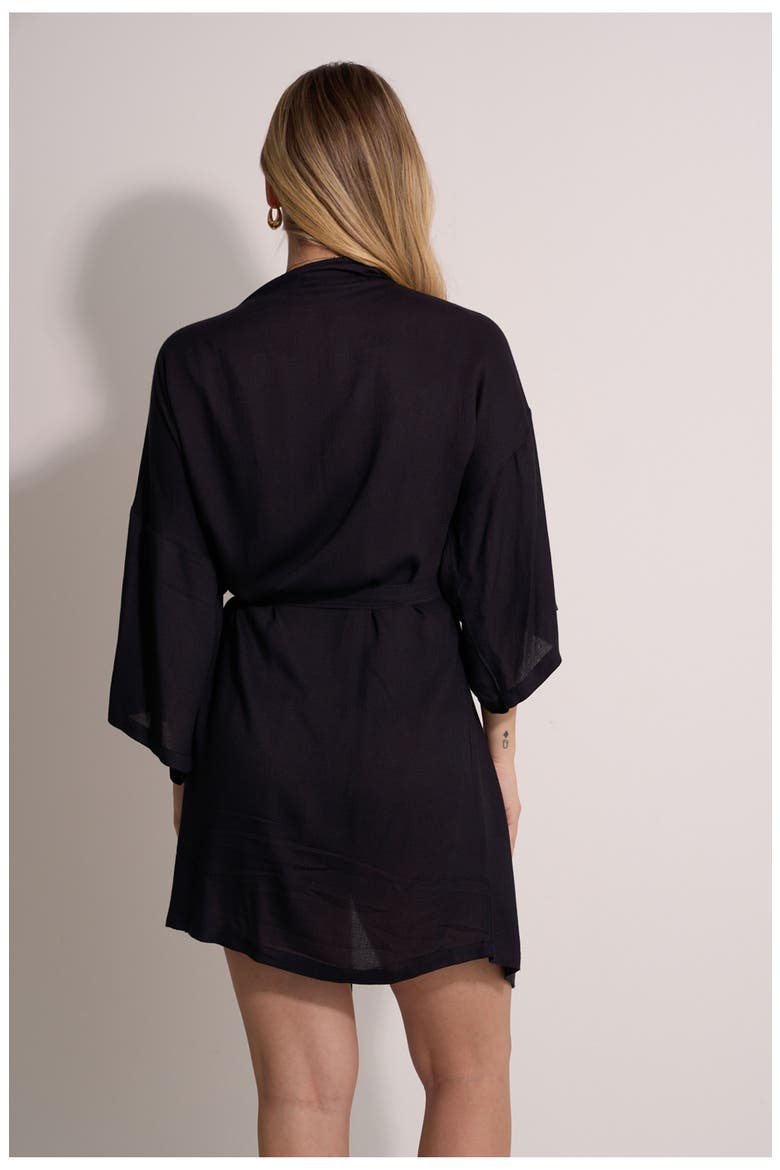 Satin Shore Robe Cover-Up, Alternate, color, Black
