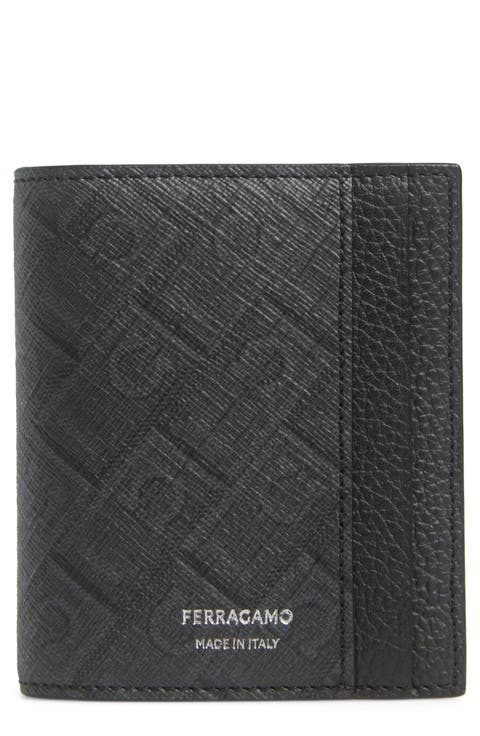 Gancio Monogram Vertical Leather Bifold Wallet