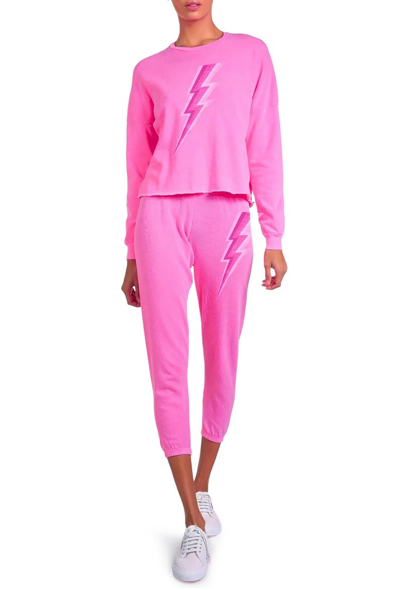 Alana x Pink Lightning Bolt Sweatpants, Main, color, Neon Pink
