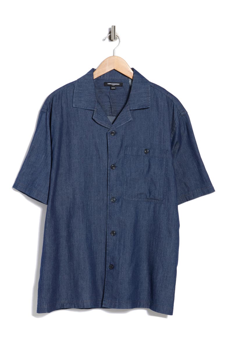 Chambray Camp Shirt, Alternate, color, NAVY
