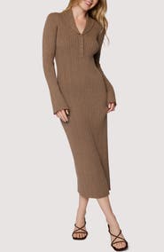 Lost + Wander Viviette Long Sleeve Rib Maxi Dress