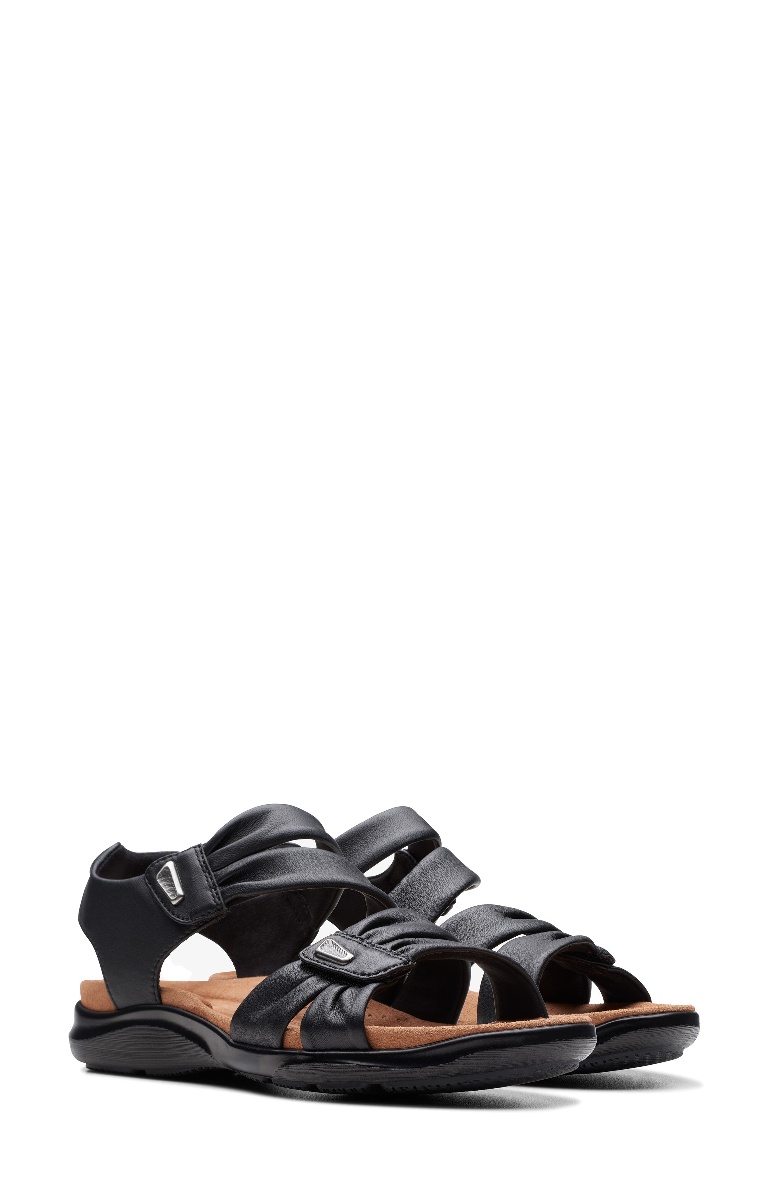 Clarks<sup>®</sup> Kitly Ave Sandal, Main, color, Black Leather