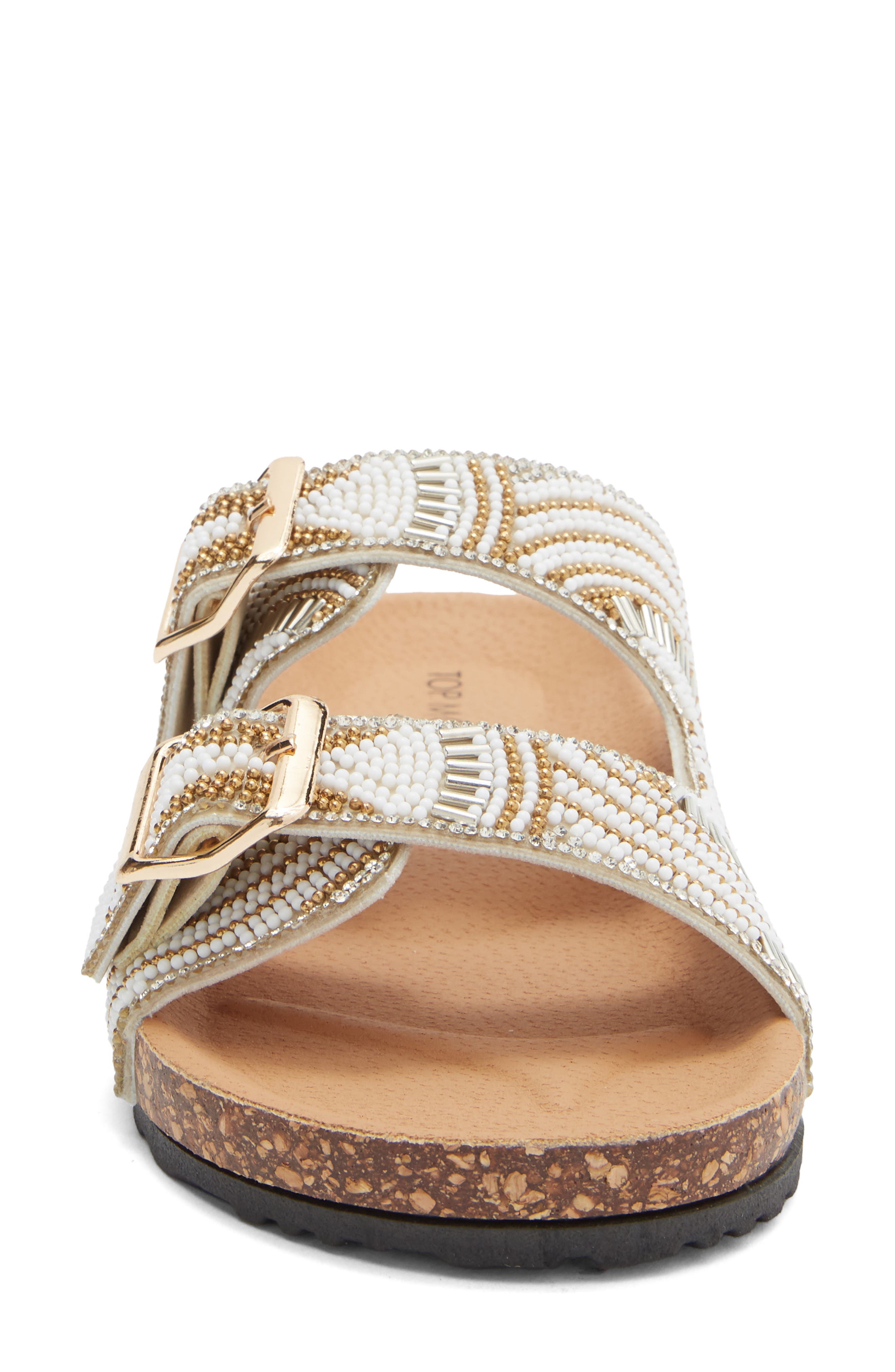 TOP MODA Spring Slide Sandal, Alternate, color, Gold Bead