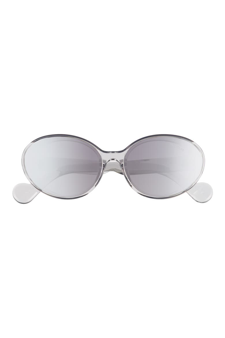 60mm Oval Sunglasses, Main, color, GREY/ SMOKE W SILVER