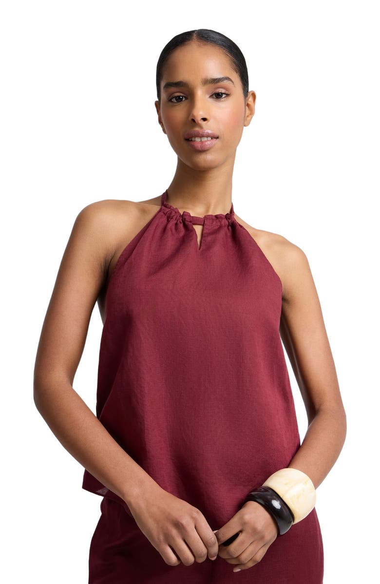 Onia Handkerchief Open Halter Top, Alternate, color, Dark Cherry