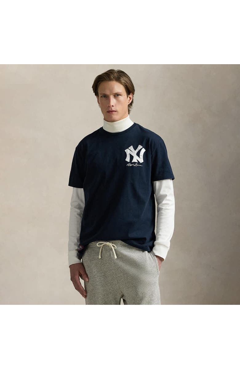 Polo Ralph Lauren Navy Yankees  Jersey T-Shirt, Main, color, 