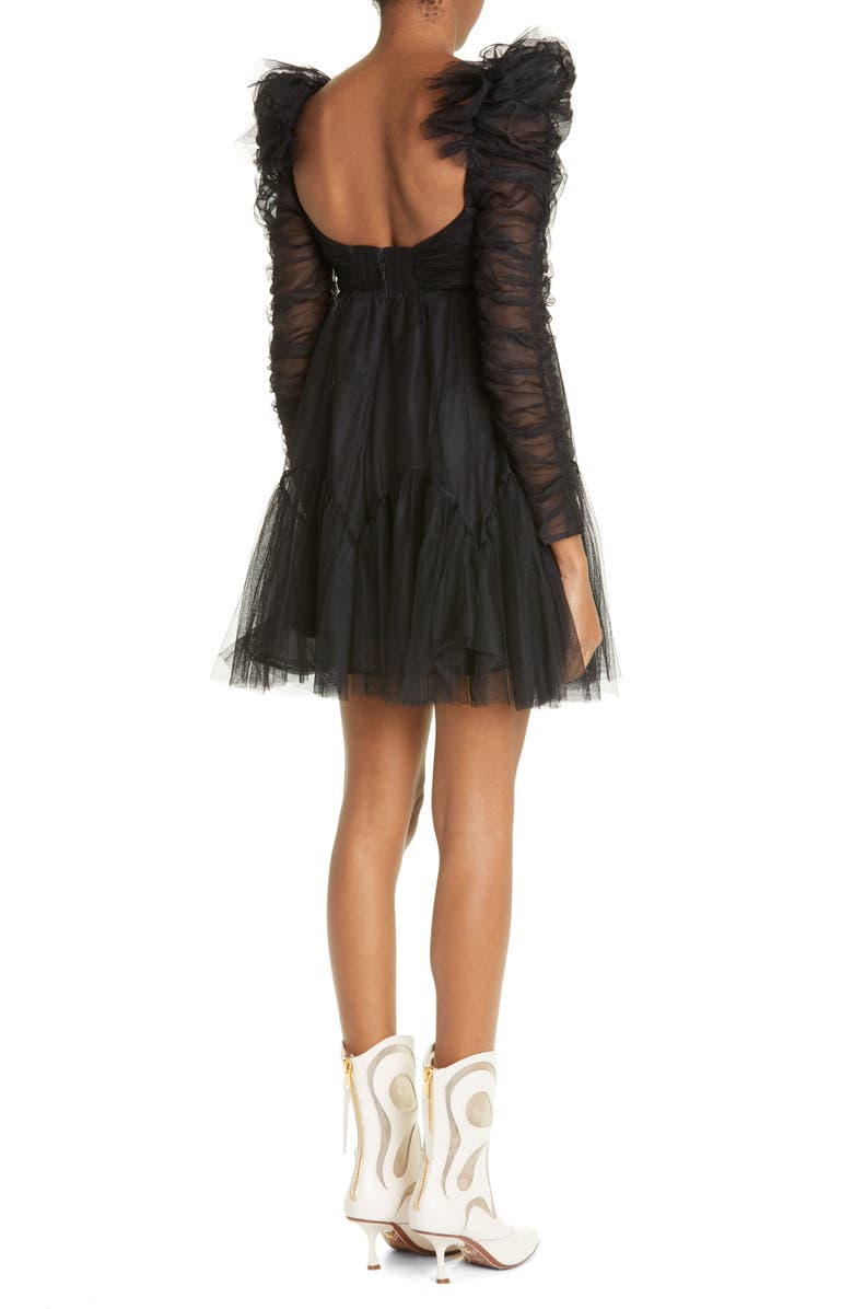 Zimmermann Long Sleeve Ruched Tulle Babydoll Minidress, Alternate, color, 