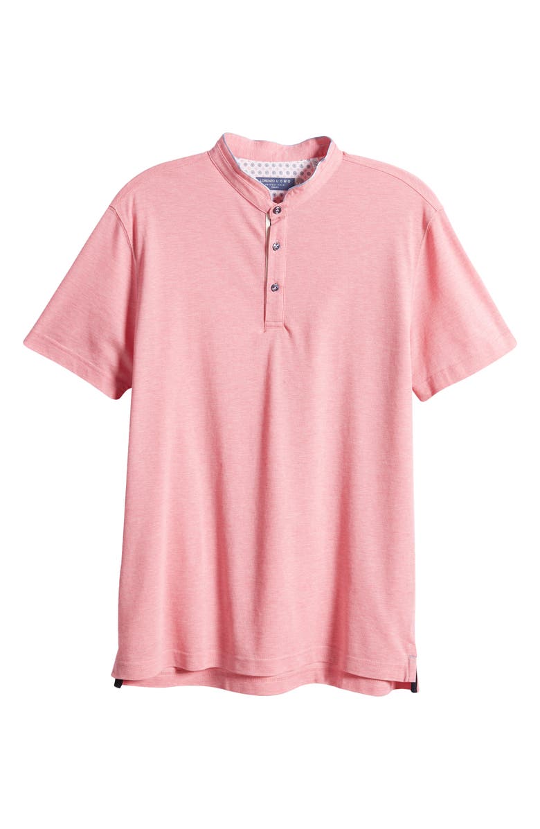 Lorenzo Uomo Trim Fit Band Collar Cotton Polo, Alternate, color, Pink