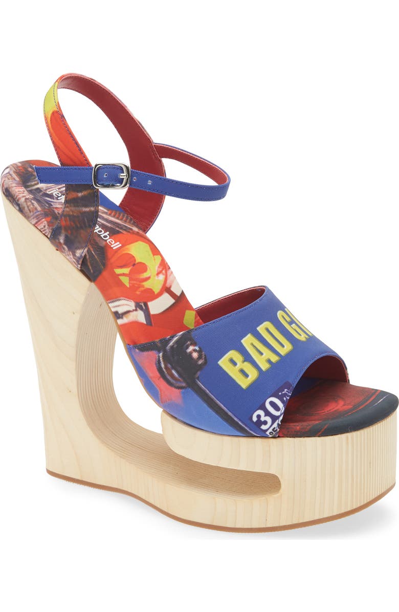 Jeffrey Campbell Flag Girl Platform Wedge Sandal, Main, color,