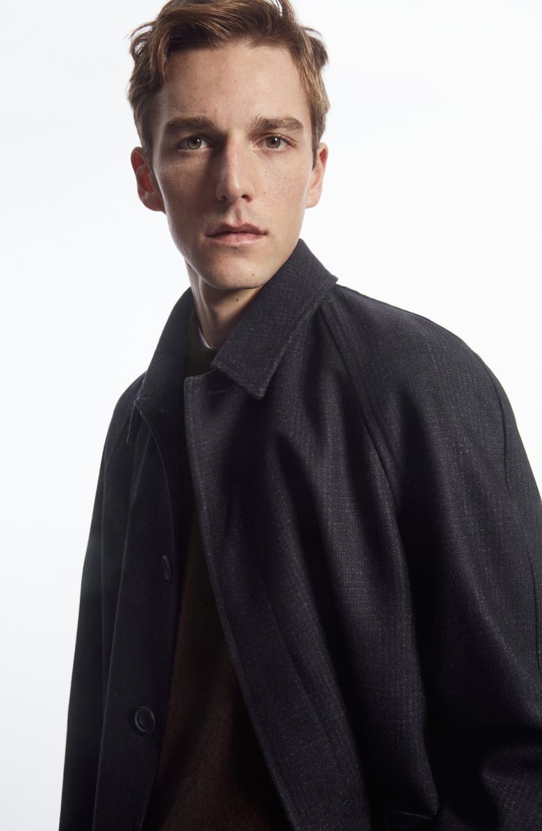 COS Check Felted Wool Blend Coat, Alternate, color,