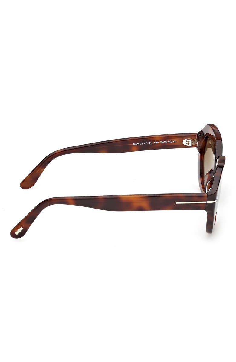 TOM FORD Meryl 53mm Gradient Geometric Sunglasses, Alternate, color, Blonde Havana / Gradient Green