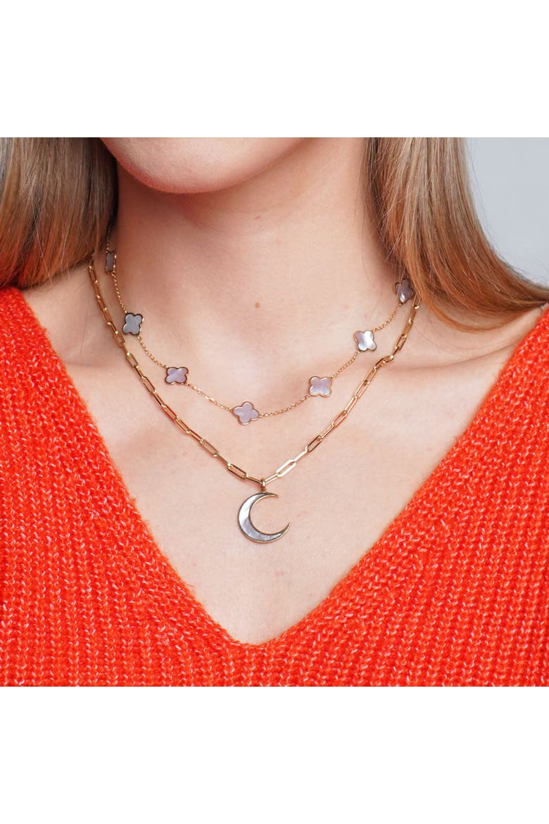 Small Mother of Pearl Clover Necklace, Alternate, color, Mother of Pearl