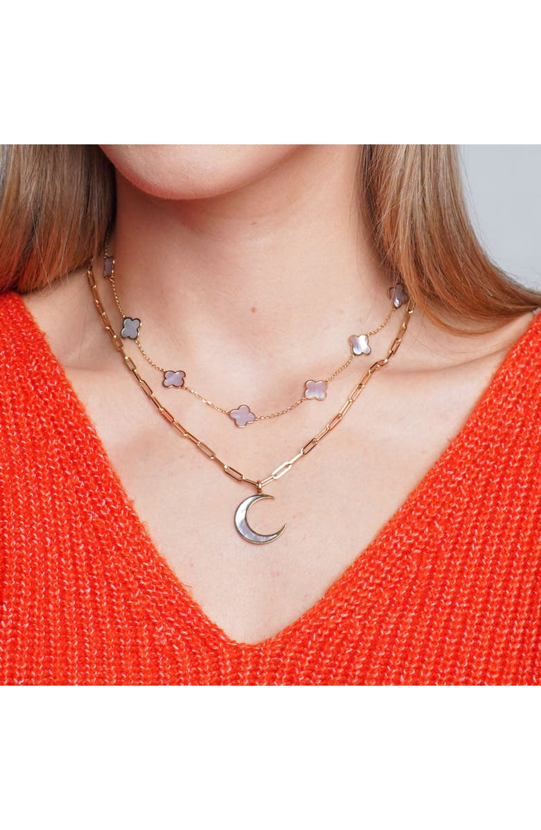 The Lovery Fine Jewelry Small Mother of Pearl Clover Necklace, Alternate, color, Mother Of Pearl