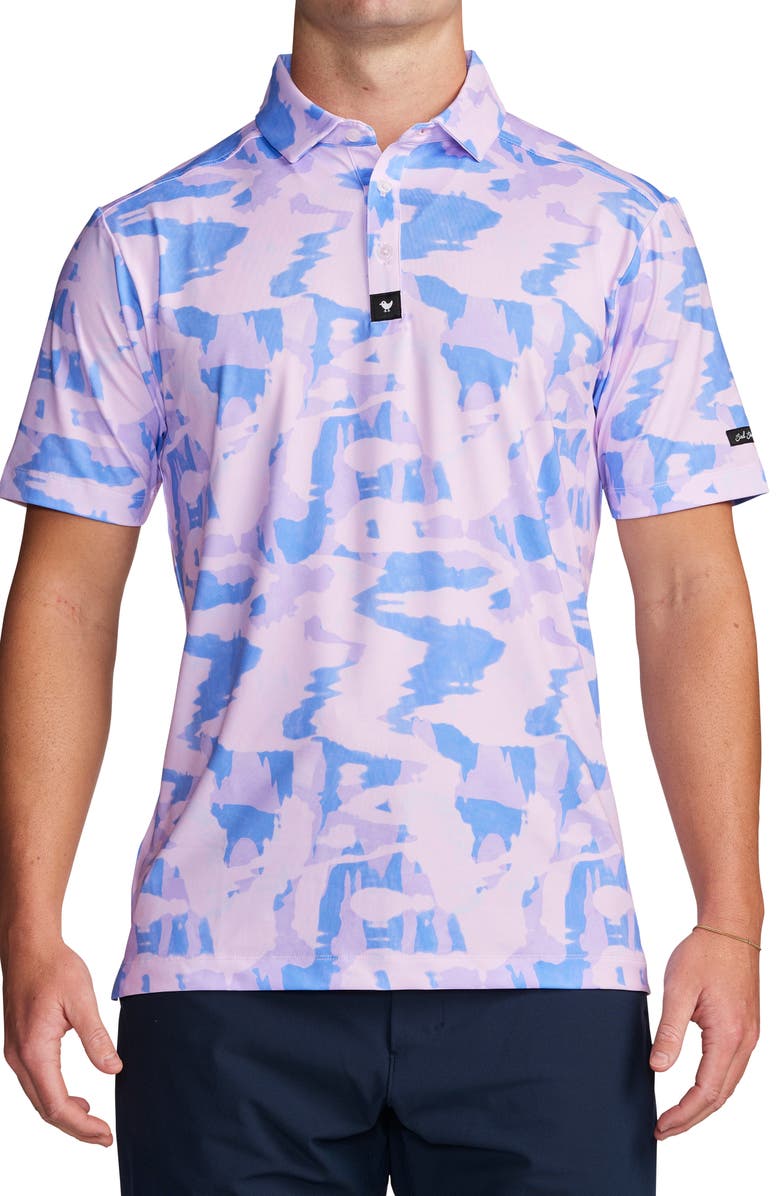 Bad Birdie Purple Reign Camo Performance Golf Polo, Main, color, 
