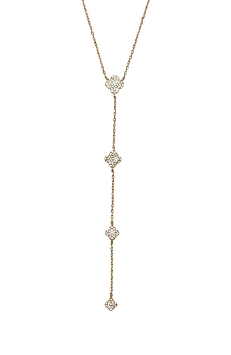 Argento Vivo Sterling Silver Cubic Zirconia Pavé Clover Charms Y-Necklace, Main, color, 