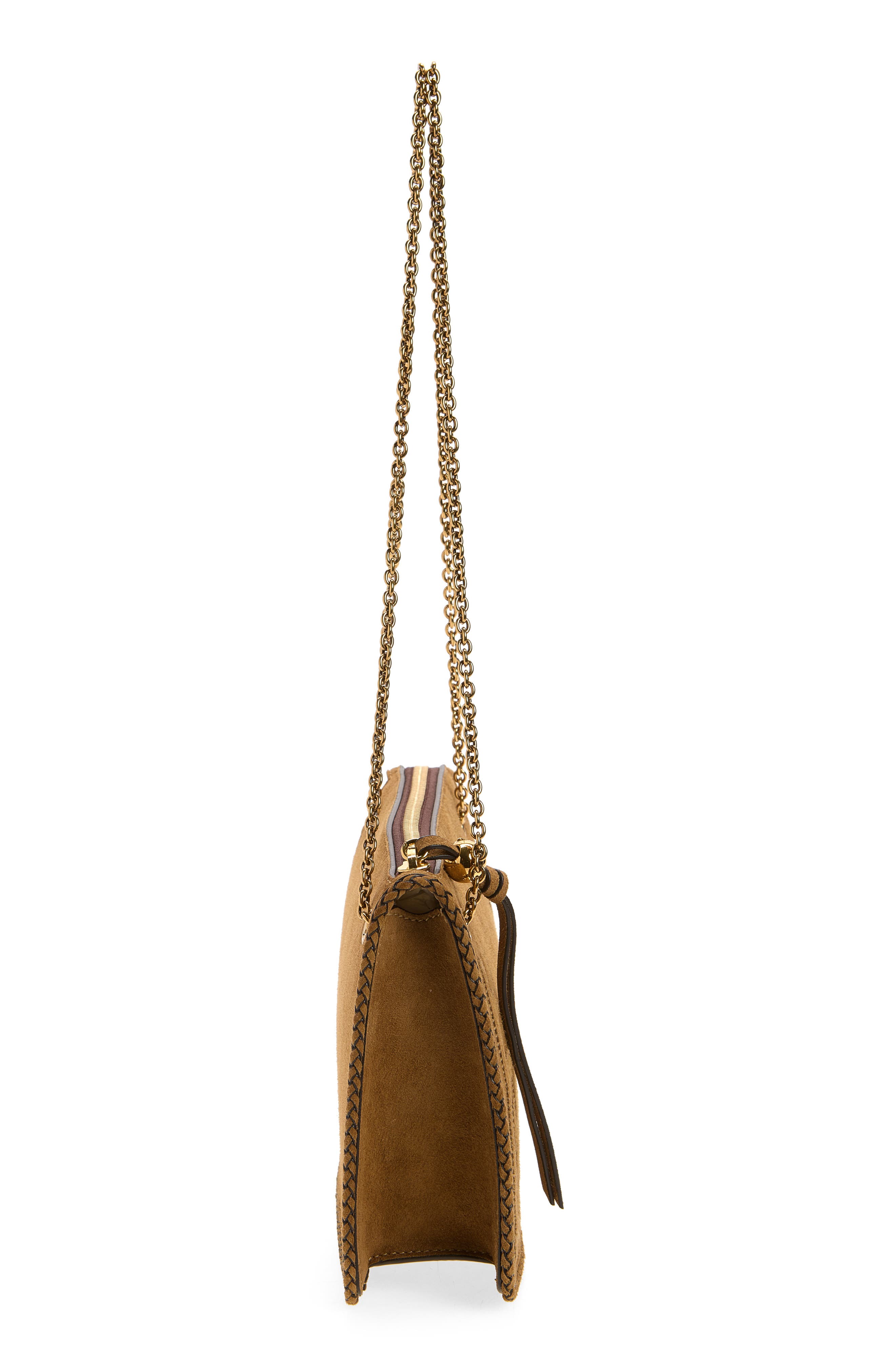 Patch Suede Crossbody Clutch, Alternate, color, OCHRE