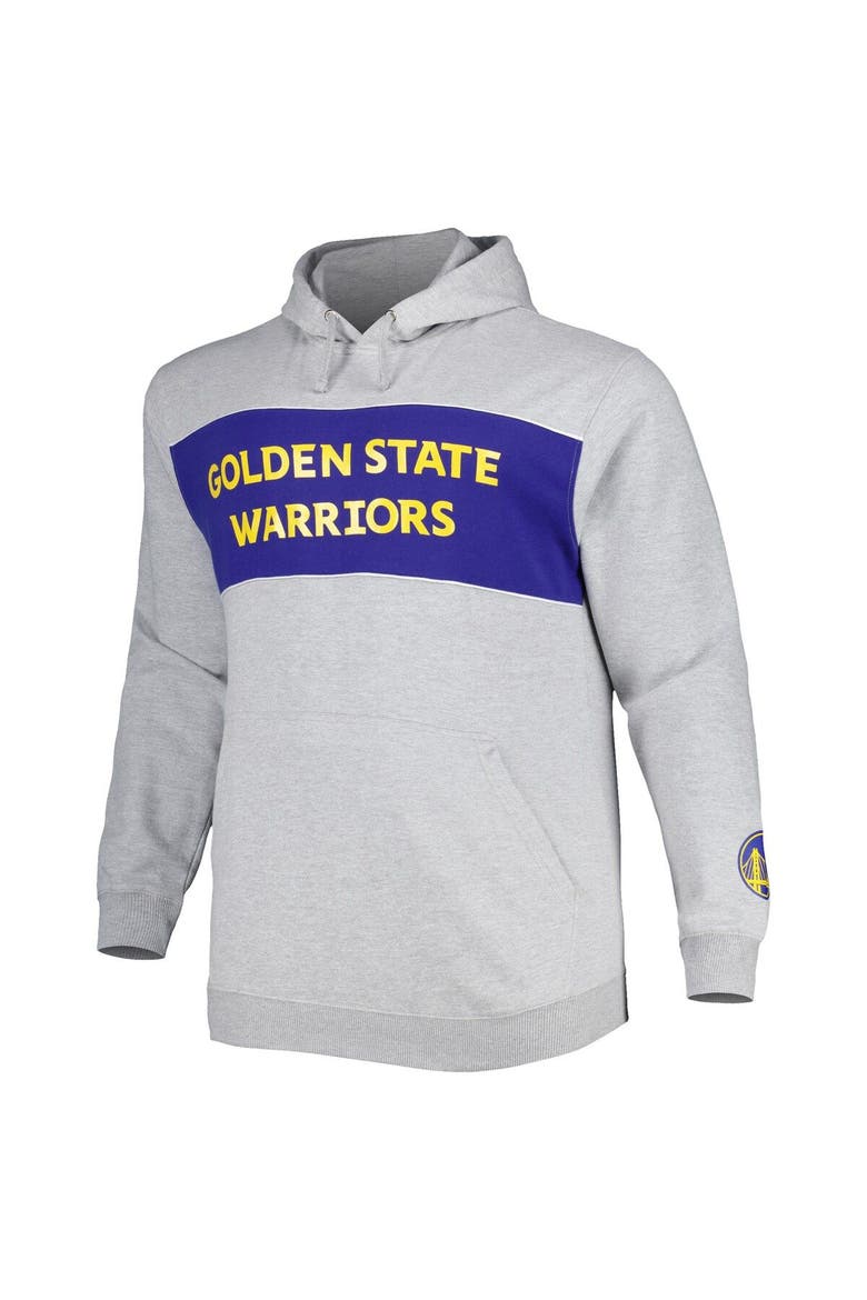 Men's Fanatics Branded Heather Gray Golden State Warriors Big & Tall Wordmark Pullover Hoodie, Alternate, color, Heather Gray