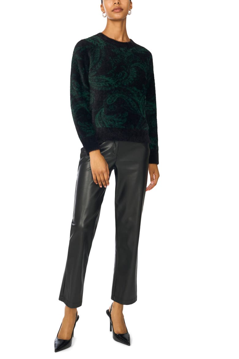 Paisley Eyelash Jacquard Sweater, Alternate, color, RICH BLACK