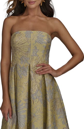 【Donna Karan New York】Strapless Jacquard Dress Donna Karan New York Women's Jacquard Strapless A-Line Dress
