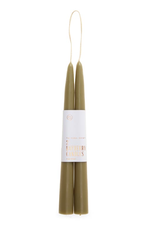 The Floral Society Set Of 2 Bayberry Scented Taper Candles In Green