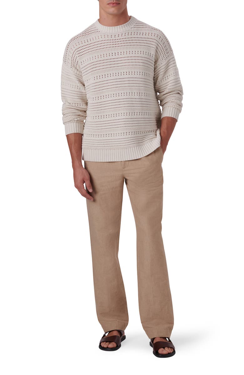 Bugatchi Cotton Crewneck Sweater, Alternate, color, Chalk